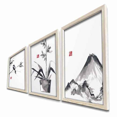ASIR Obraz na MDF s rámem 3ks JAPONSKÉ UMĚNÍ 38 x 53 cm - Obrázek 2