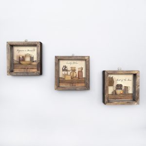 ASIR Obraz na MDF s rámem 3ks KUCHYŇSKÁ ZÁTIŠÍ 15 x 15 cm
