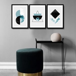 ASIR Obraz na MDF s rámem 3ks MRAMOROVÁ KOLÁŽ 36 x 51 cm