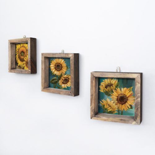 ASIR Obraz na MDF s rámem 3ks SLUNEČNICE 15 x 15 cm - Obrázek 2