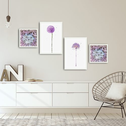 ASIR Obraz na MDF s rámem 4ks KVĚTENSTVÍ 30 x 30 cm (2) 35 x 50 cm (2)