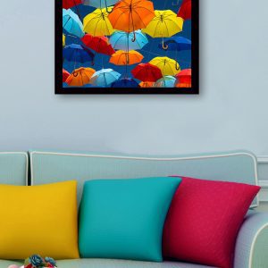 ASIR Obraz na MDF s rámem BAREVNÉ DEŠTNÍKY 56 x 41 cm