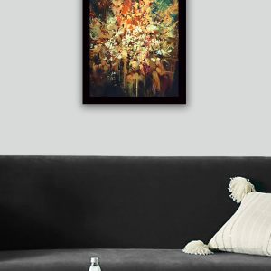ASIR Obraz na MDF s rámem BAREVNÉ NEURČITÉ KVĚTY 41 x 56 cm