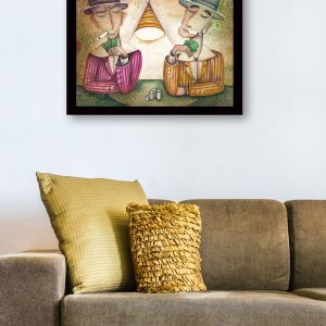 ASIR Obraz na MDF s rámem DVA HRÁČI KARET 56 x 41 cm