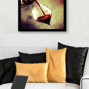 ASIR Obraz na MDF s rámem NALÉVANÉ ČERVENÉ VÍNO 56 x 41 cm