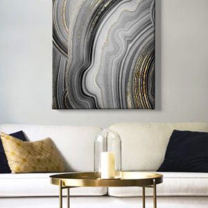 ASIR Obraz na plátně ACHÁT SE ZLATÝM ŽILKOVÁNÍM 70 x 100 cm