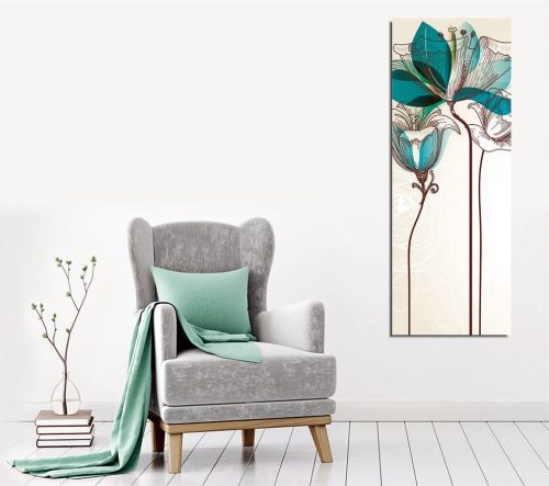 ASIR Obraz na plátně TYRKYSOVÉ KVĚTY 30 x 80 cm - Obrázek 2