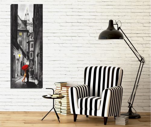 ASIR Obraz na plátně ZAMILOVANÝ PÁR POD DEŠTNÍKEM 30 x 80 cm - Obrázek 2