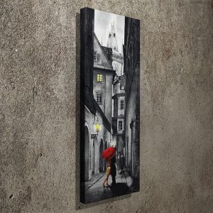 ASIR Obraz na plátně ZAMILOVANÝ PÁR POD DEŠTNÍKEM 30 x 80 cm