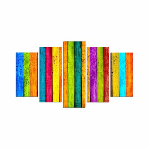 ASIR Obraz na MDF 5ks BAREVNÉ LAŤKY 20 x 60 (1) 20 x 50 (2) 20 x 40 cm (2) - Obrázek 2