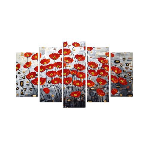 ASIR Obraz na MDF 5ks VLČÍ MÁKY 20 x 60 (1) 20 x 50 (2) 20 x 40 cm (2) - Obrázek 2