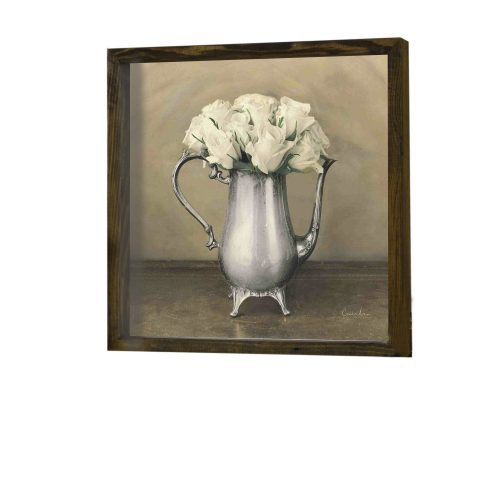 ASIR Obraz na MDF s rámem BÍLÉ RŮŽE V KONÝVCE NA ČAJ 34 x 34 cm - Obrázek 2