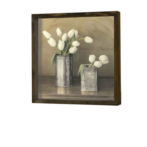 ASIR Obraz na MDF s rámem TULIPÁNY VE DVOU VÁZÁCH 34 x 34 cm - Obrázek 2
