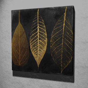 ASIR Obraz na plátně ZLATÉ LISTY NA ČERNÉM POZADÍ 45 x 45 cm