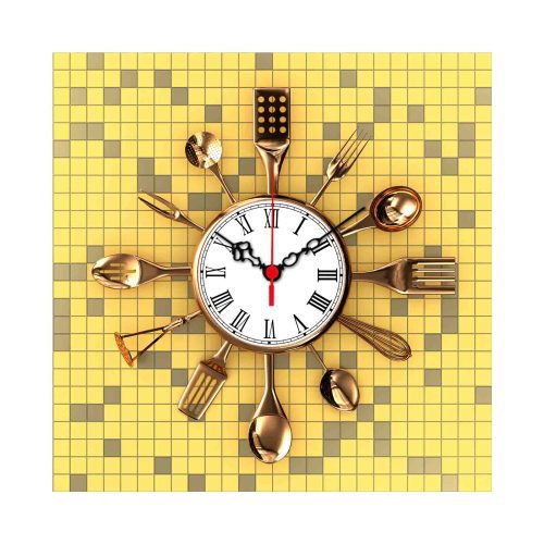 ASIR Nástěnné hodiny MDF KUCHYŇSKÉ NÁČINÍ 40 x 40 cm - Obrázek 2