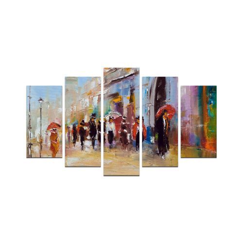ASIR Obraz na MDF 5ks DÉŠŤ VE MĚSTĚ 20 x 60 (1) 20 x 50 (2) 20 x 40 cm (2) - Obrázek 2