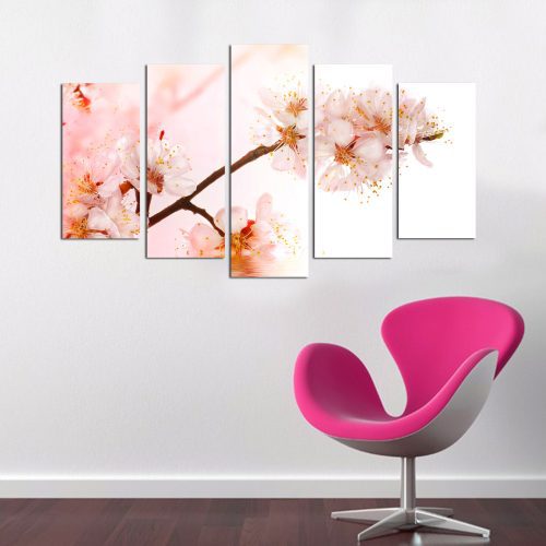 ASIR Obraz na MDF 5ks KVĚTY TŘEŠNĚ 20 x 60 (1) 20 x 50 (2) 20 x 40 cm (2)