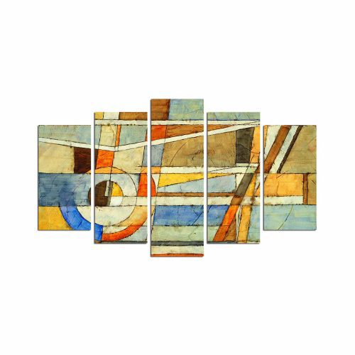 ASIR Obraz na MDF 5ks LINIE A BARVY 20 x 60 (1) 20 x 50 (2) 20 x 40 cm (2) - Obrázek 2