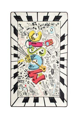 ASIR Dětský koberec(100 x 160 cm) MUSIC bílý - Obrázek 2