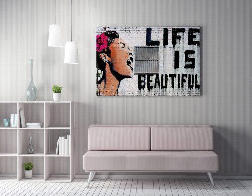 ASIR Obraz na plátně (50 x 70) Banksy Street Art – Life is Beautiful