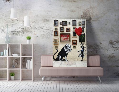 ASIR Obraz na plátně (50 x 70) Banksy Street Art – dívka a lev