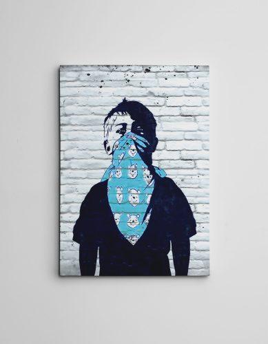 ASIR Obraz na plátně (50 x 70) Banksy Street Art – kluk v bandaně - Obrázek 2