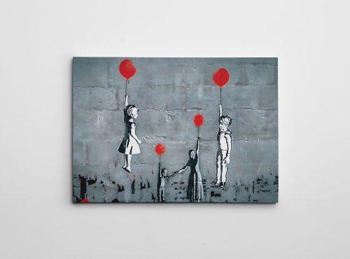 ASIR Obraz na plátně (50 x 70) Banksy Street Art – láska povznáší - Obrázek 2