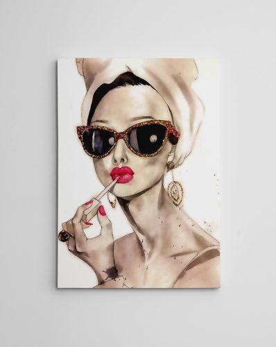 ASIR Obraz na plátně ( 50 x 70 cm) Dáma ve slunečních brýlích - Obrázek 2