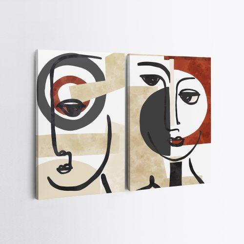 ASIR Set obrazů na plátně 2 ks ( 50 x 70 cm) Abstraktní obličeje - Obrázek 2