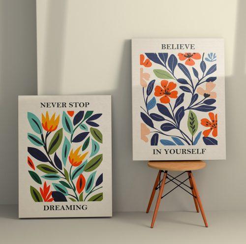ASIR Set obrazů na plátně 2 ks ( 50 x 70 cm) Florální motivy