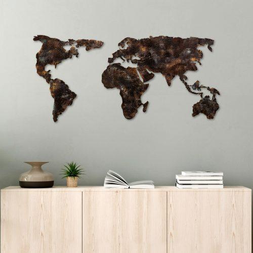 ASIR Nástěnná dekorace kovová WORLD MAP hnědá