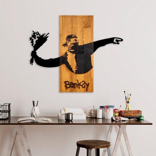 ASIR Nástěnná dřevěná dekorace BANKSY protest - Obrázek 2