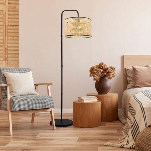 ASIR Stojací lampa AYD-3269 černá a ratanová