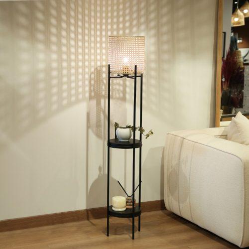 ASIR Stojací lampa AYD-3335 černá a ratanová