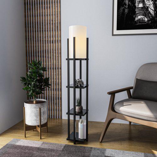 ASIR Stojací lampa SHELF LAMP černá a bílá s poličkami