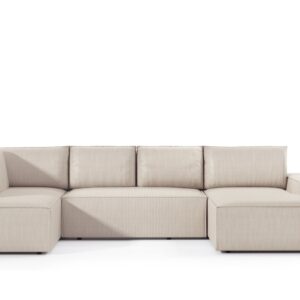 3kraft Rohová rozkládací sedací souprava Fiord U2 140 349 cm Poso 100 krémově bílá