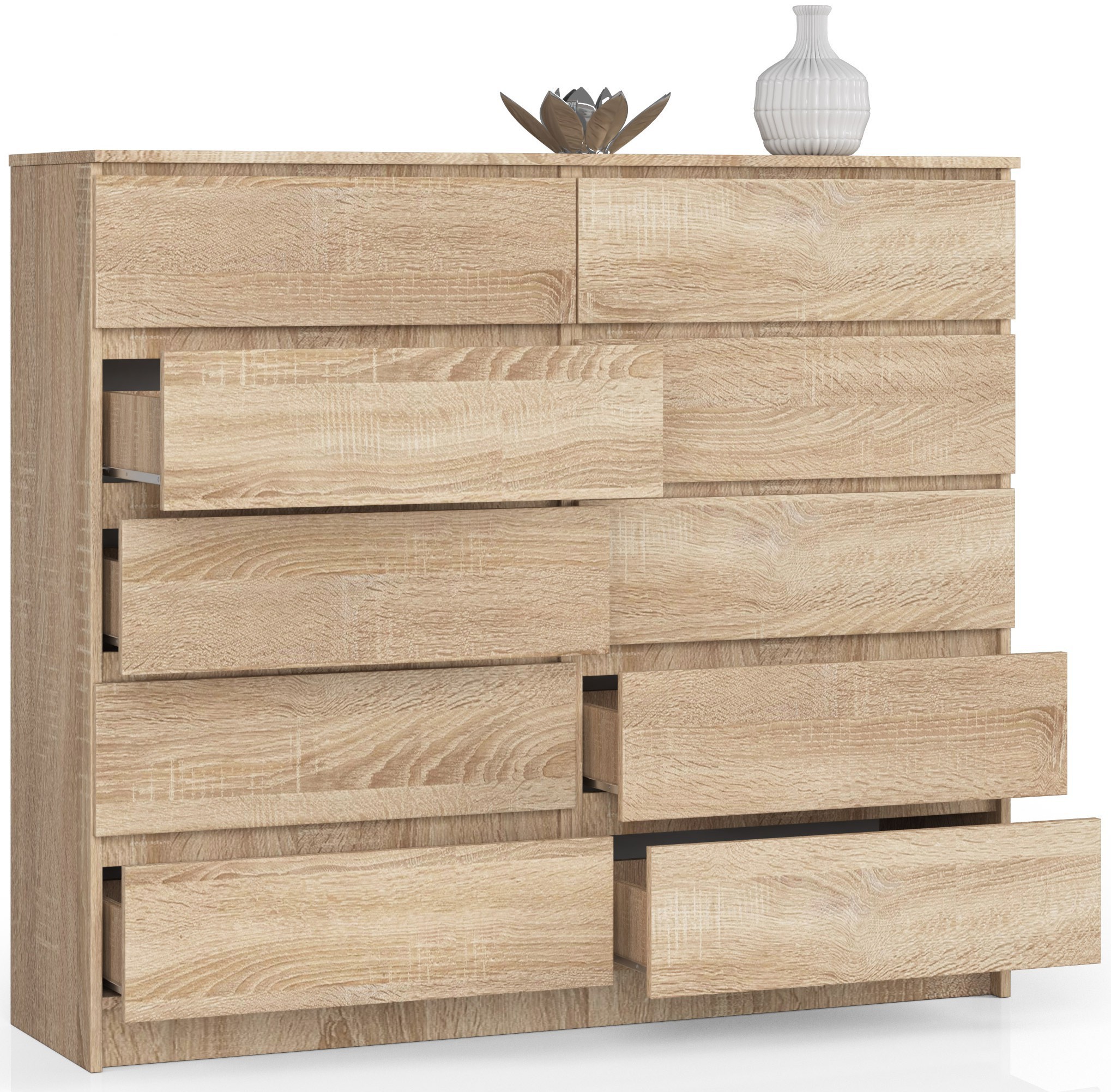 Ak furniture Komoda Kuba 140 cm 10 šuplíků dub sonoma - Obrázek 2
