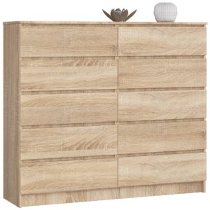 Ak furniture Komoda Kuba 140 cm 10 šuplíků dub sonoma
