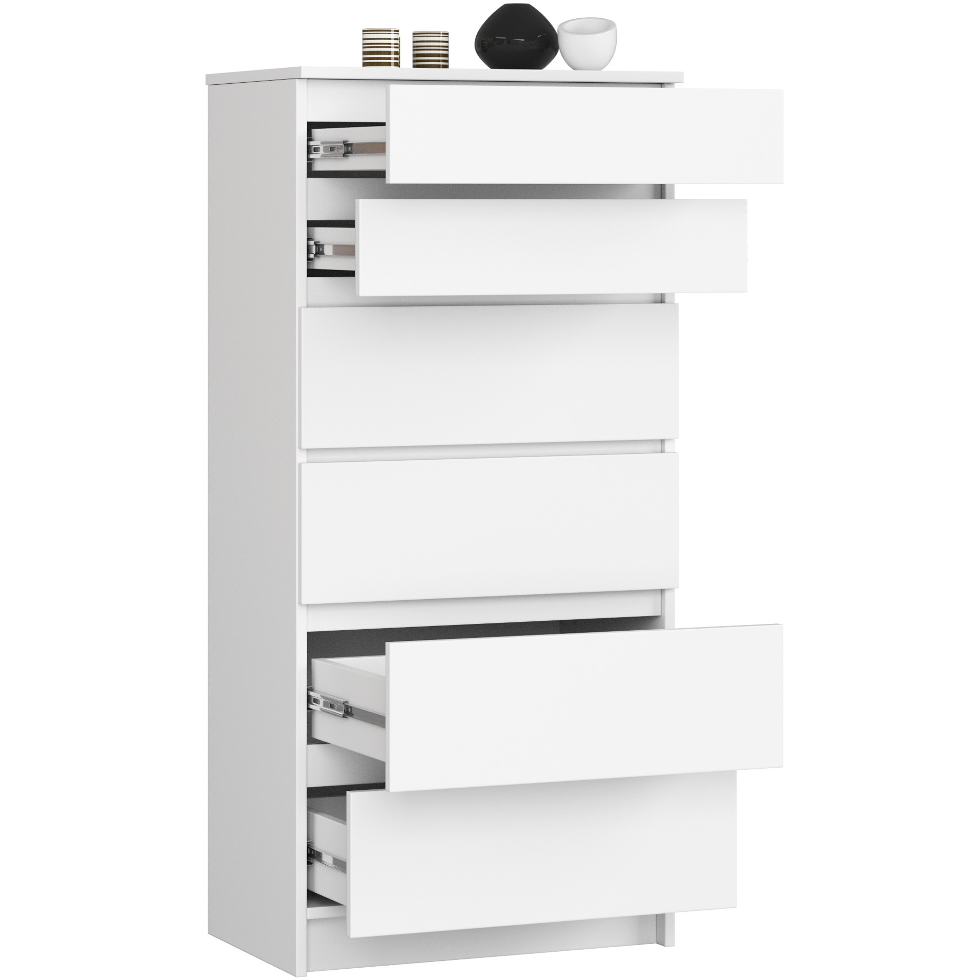 Ak furniture Komoda Kuba 60 cm - 6 šuplíků bílá - Obrázek 2
