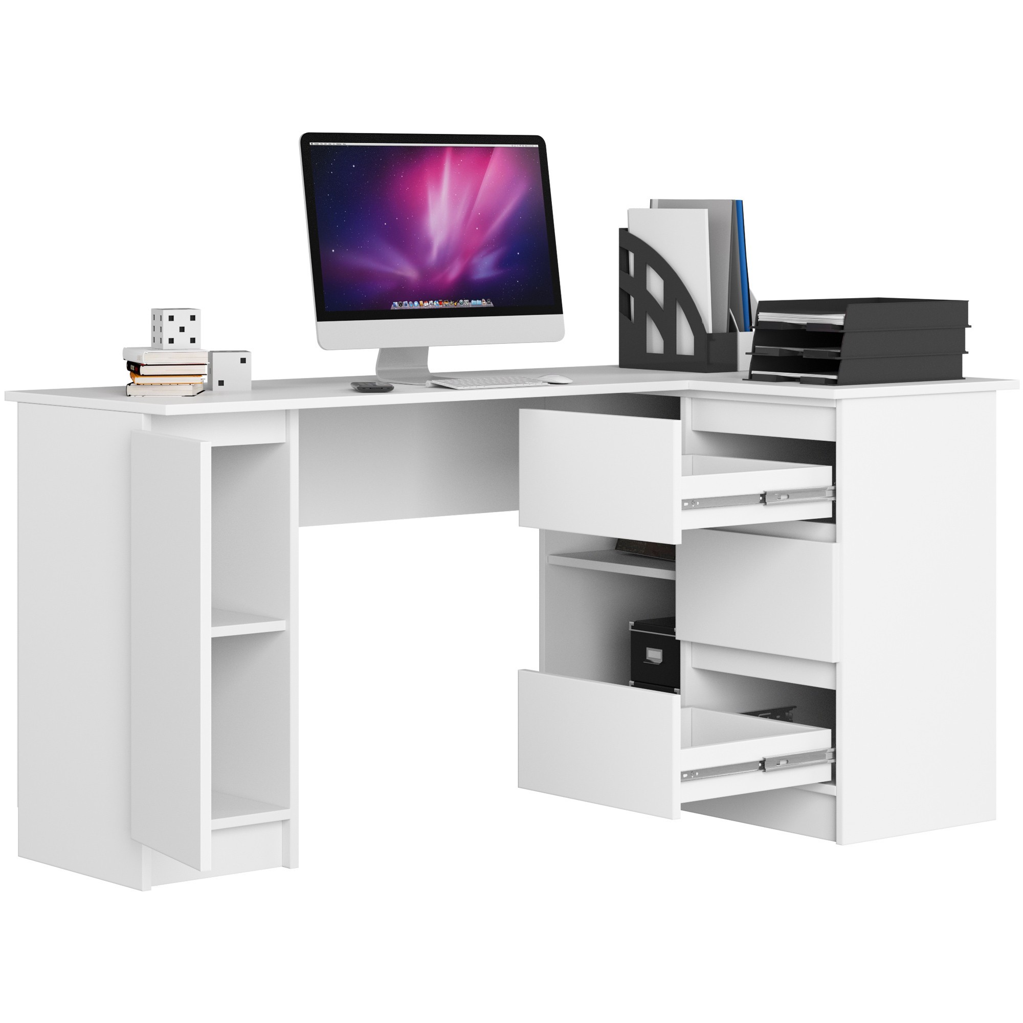 Ak furniture Rohový psací stůl B20 155 cm bílý pravý - Obrázek 2