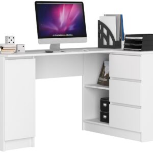 Ak furniture Rohový psací stůl B20 155 cm bílý pravý