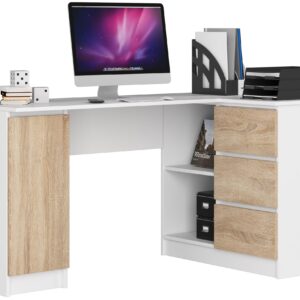 Ak furniture Rohový psací stůl B20 155 cm bílý/dub sonoma pravý