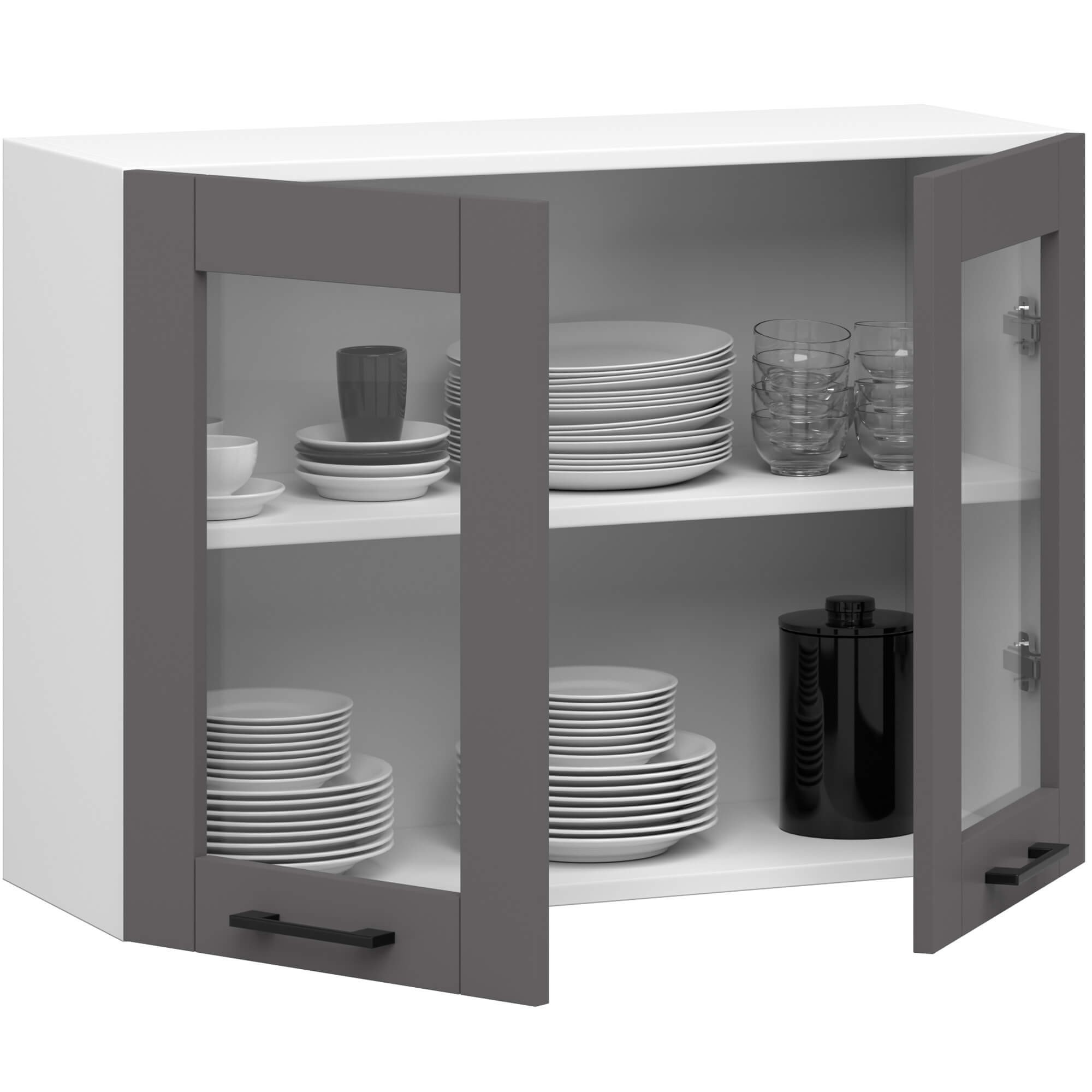 Ak furniture Závěsná kuchyňská skříňka OLIVIE W 80x58 cm bílá mat/grafitově šedá - Obrázek 2