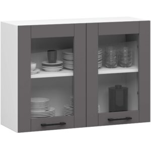 Ak furniture Závěsná kuchyňská skříňka OLIVIE W 80x58 cm bílá mat/grafitově šedá