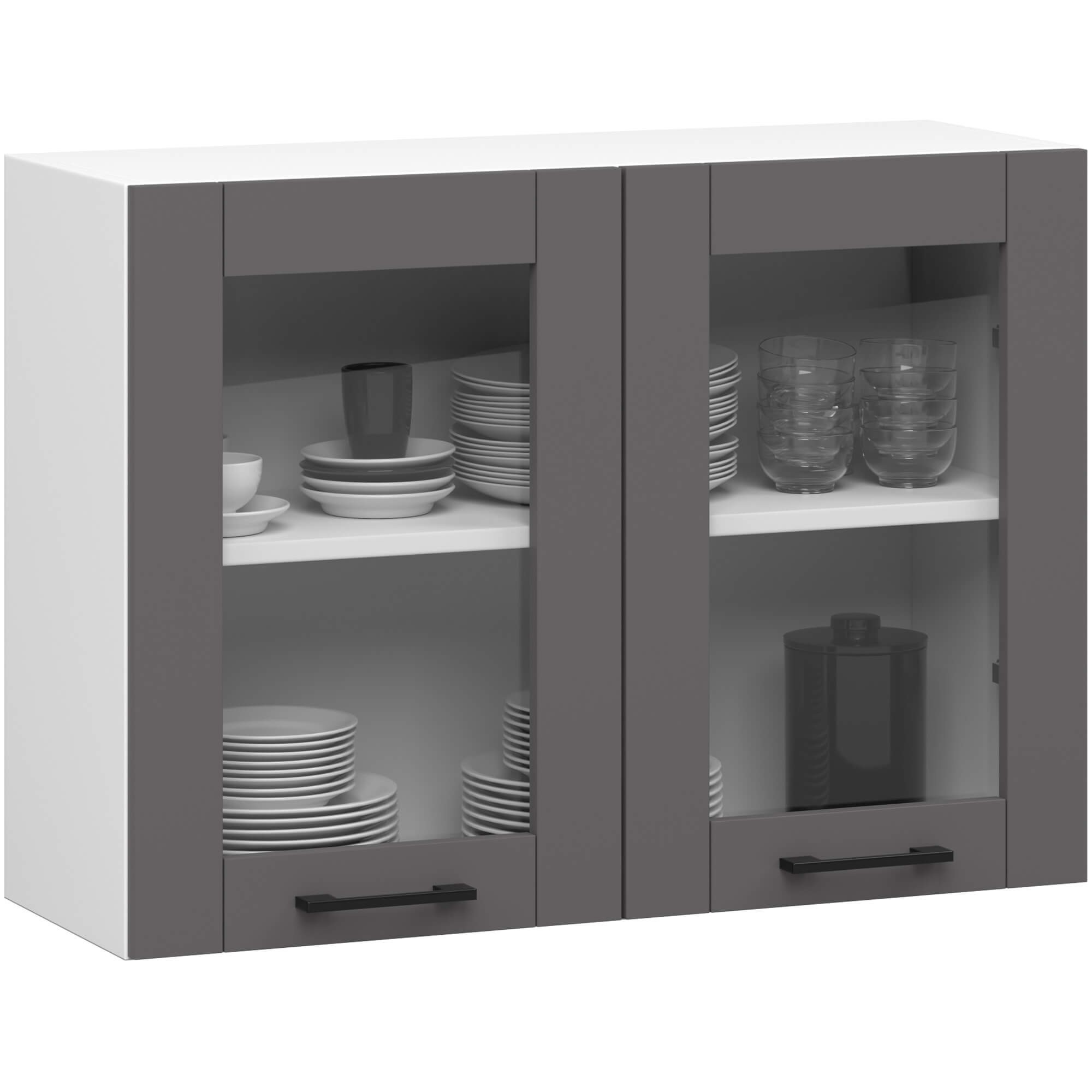 Ak furniture Závěsná kuchyňská skříňka OLIVIE W 80x58 cm bílá mat/grafitově šedá