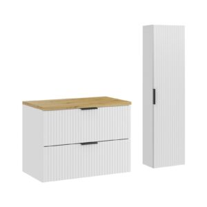 Comad Koupelnová sestava Casad s deskou a skříňkami 80 cm bílá/dub artisan