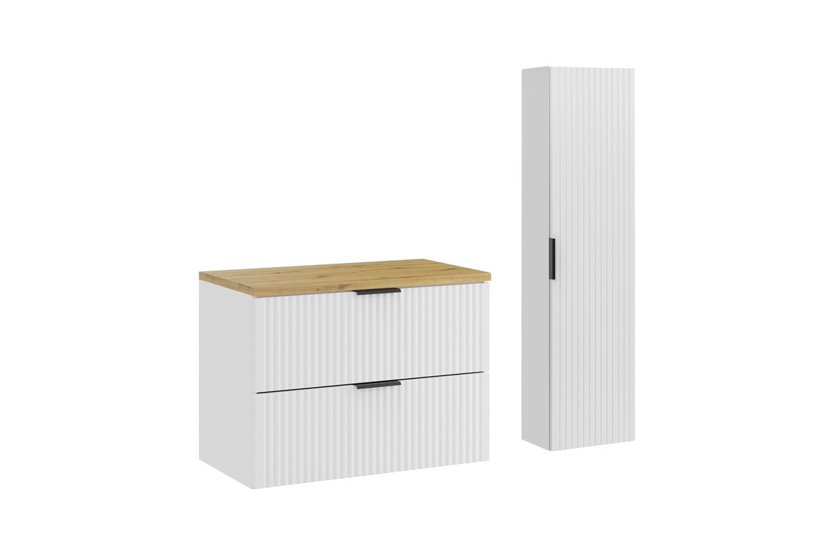 Comad Koupelnová sestava Casad s deskou a skříňkami 80 cm bílá/dub artisan