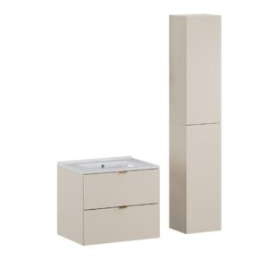 Comad Koupelnová sestava Dalia Cashmere Lava se zápustným umyvadlem a skříňkami 60 cm kašmírová/dub wotan