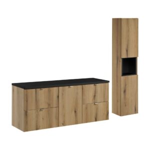 Comad Koupelnová sestava Nova Oak I se skříňkami 140 cm dub evoke/černá