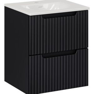 Comad Závěsná skříňka Nova Black I se zápustným umyvadlem 50 cm černá/bílá